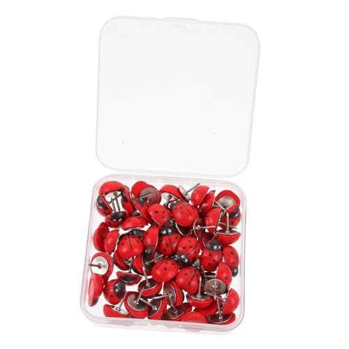 HOMSFOU 50 Piezas Ladybug Thumbtack Mapa chincheta Decorativa Pin de Empuje Conveniente Pasador reemplazable convenientes chinchetas pequeñas chinchetas Tachuelas de plástico Abdominales
