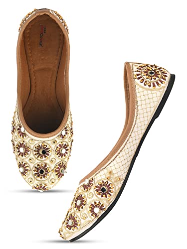 desi colour Flat Footwear/Mojari/Punjabi Jutti/Bellies for Women Dabka-picture-14
