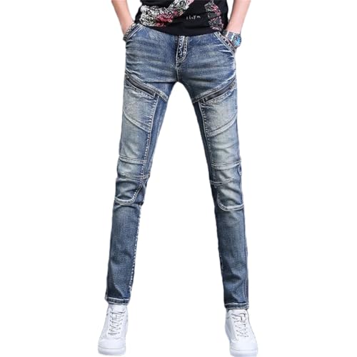 Men's Winter Classic Vintage Ripped Patchwork Jeans Casual Comfort Stretch Small Legs