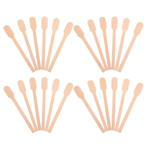 Housoutil 100pcs Double-head Wooden Wax Sticks 130mm for Eyebrow Nose Hair Removal Cosmetic Spatulas Wood Applicators for Face and Body Waxing Care