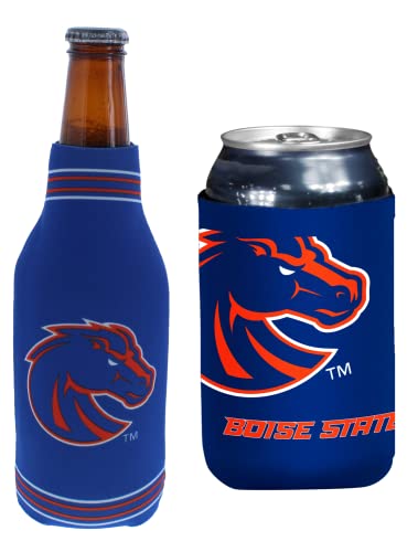 College Team Color Logo Can & Bottle Holder Insulator Beverage Cooler Set (Boise State (Broncos) - Logo)