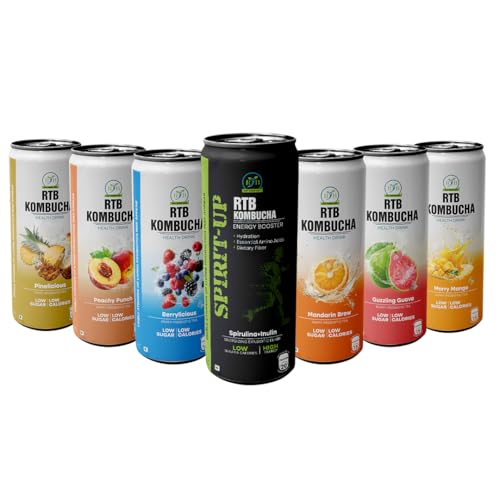 Image of RTB KOMBUCHA - Trial Pack (Guzzling Guava, Pinelicious, Spirit Up, Peachy Punch, Merry Mango, Mandarin Brew, Berrylicious) I 1750 ML