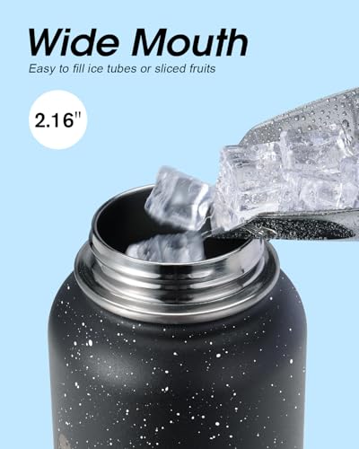 Image of Coolflask 32 oz Water Bottle Insulated with Straw & 3 Leakproof Lids