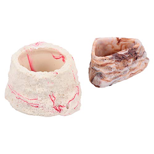 Balacoo 2Pcs Réptil Tartaruga Tigela Alimentador de Água Resina Prato de Alimentação Réptil Gecko Be
