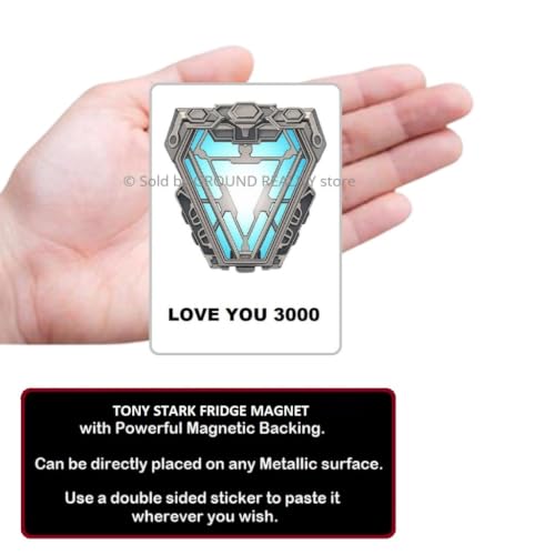 Image of Tony Stark Hero Love You 3000 Arc Reactor Nanotech Fridge Magnet. Large Size 10cms x 7cms; Multi Color 1 Piece Arc Reactor for Home /Office Fridge Magnet Gift Souvenir AV-56