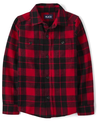 The Children's Place Boys Long Sleeve Plaid Flannel Button Up Shirt