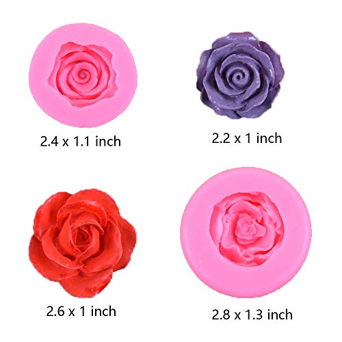 Obtanim 2 Pcs Bloom 3D Rose Flower Fondant Silicone Molds For Chocolate Cake Soap Candy Pastry Candle Dessert (2 Size) #TOP1