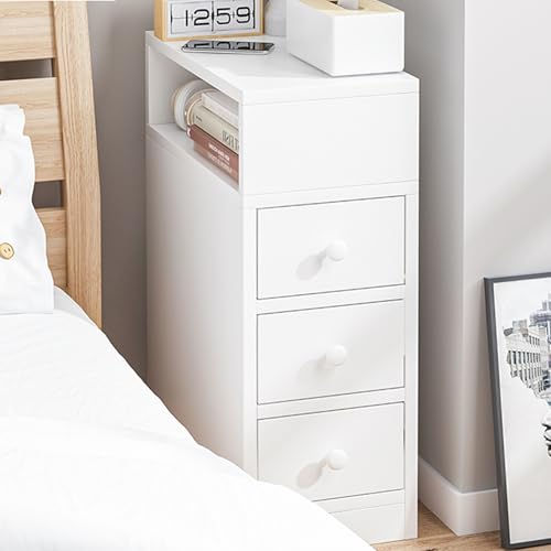 OAKVYNE Tables de Chevet, Table de Blanche, Chevet Moderne, d'appoint Brillante (Blanc, 1 tiroir) Cubicule Ouvert, Basse, avec tiroirs et Étagères de...