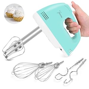 Hand Mixer Electric 7 Speeds, Lychee Portable Kitchen Aid Mixer Handheld Blender with Beaters, Whisks and Dough Hooks for Easy Whipping, Baking, Cake (Green)