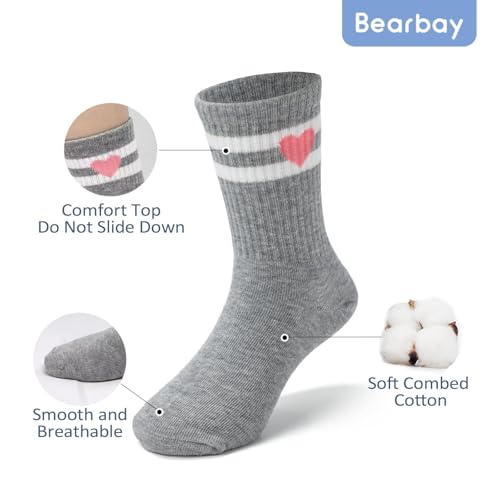 Image of Toddler Non Slip Cotton Crew Socks with Grips for Baby Boys Girls