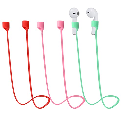 3 Piezas Magnéticas Cordón Auriculares Inalámbricos, Deporte Correa de Cordón para Auriculares Silicona Suave Correas Antipérdida Compatibles con AirPods Pro/Pro 2/3/2/1 (Rojo, Rosa, Verde) Cover