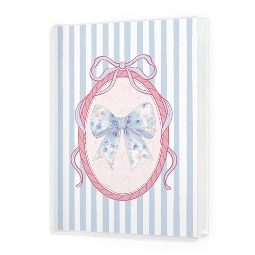 Image of Blue Coquette Floral Bow Photo Album 4x6, Aesthetic Preppy Y2K Girly 18 Pockets Small Picture Memory Book Photo Album Keepsake for Graduation Wedding Anniversary Travel Vacation