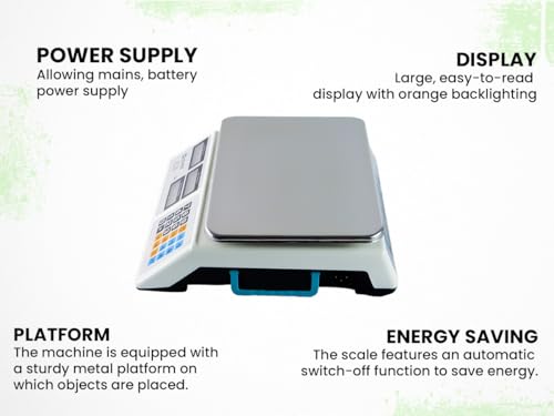 Ladenwaage, Elektronisch, Digitalanzeige, Tragkraft bis 40 kg, 3 Anzeigen, Plattformabmessungen 32 x 23 cm, Tara-Waage, Genauigkeit bis 2 Gramm, 4 Ah Batteriekapazität, HDWR wagPRO-S40