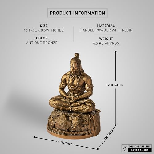 Image of SILAII Lord Hanuman Meditation - Bajrang Bali Hanuman Murti Idol for Home Temple, Office Desk & Gifting | 12 Inch Length