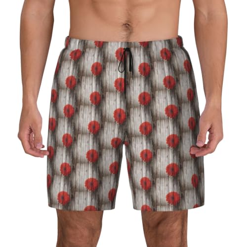 Traje de baño para hombre hawaiano casual para surf de playa Flower Red Dahlia