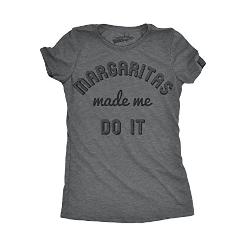Margaritas Made Me Do It Funny Drinking Mardi Gras T Shirt for Woman Funny T Shirts Cinco De Mayo Tops for Women Cool Drinking Top Women's Novelty Tees Dark Grey L