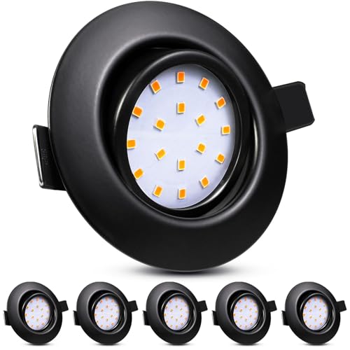 Wondlumi 6X 5W Recessed Ceiling Lights Ultra Slim LED Downlights for Ceiling Cool White 6000K, Round Matt Black Down Lights 240V, Cutout Ø72-80mm