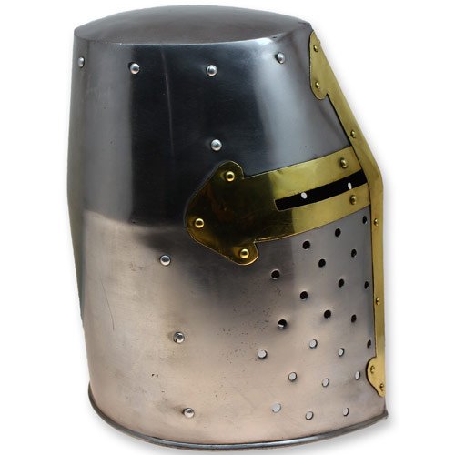 Crusader Great Helm Medieval Knights Templar Helmet Armor - Carbon Steel Hand Forged