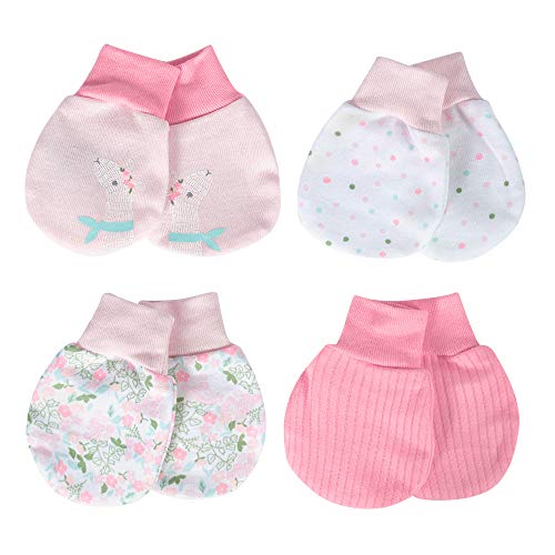 Just Born Boys Baby Girls' 4-Pack Organic Lil' Llama Mittens, 0-3 Month