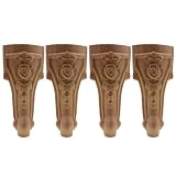 LJFMDLN 4 gambe in legno di gomma per mobili in legno intagliato gambe per mobili di ricambio per divano, armadio, libreria, intaglio del legno, applique angolare (dimensioni: 10 x 6 cm)
