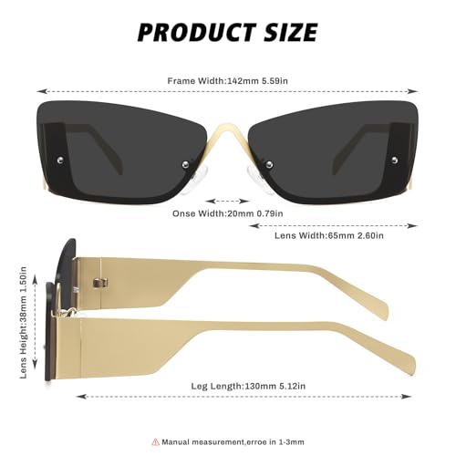 Retro Cat Eye Square Sunglasses for Women Trendy Metal Frame Vintage UV400 Protection FZN9013