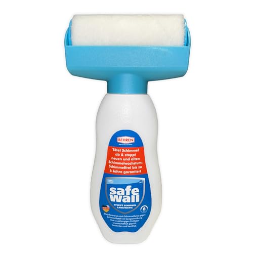 BEHREN Safewall No.2 Roller - Schimmelschutz Schimmelfarbe Anti Schimmel Farbe gegen Schimmel Beschichtungsschutzmittel Wandschutzfarbe für Innenräume Schimmelvorbeugung weiß geruchsarm Farbroller