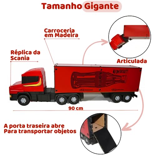 Caminhão Truck Carreta Brinquedo Grande Bau 90cm Madeira