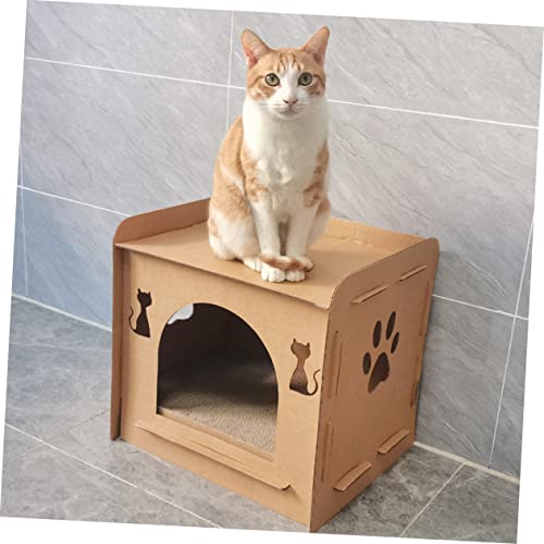 VANZACK Poste arranhador para gato corrugado brinquedos para animais estimação esconderijo gatos arr