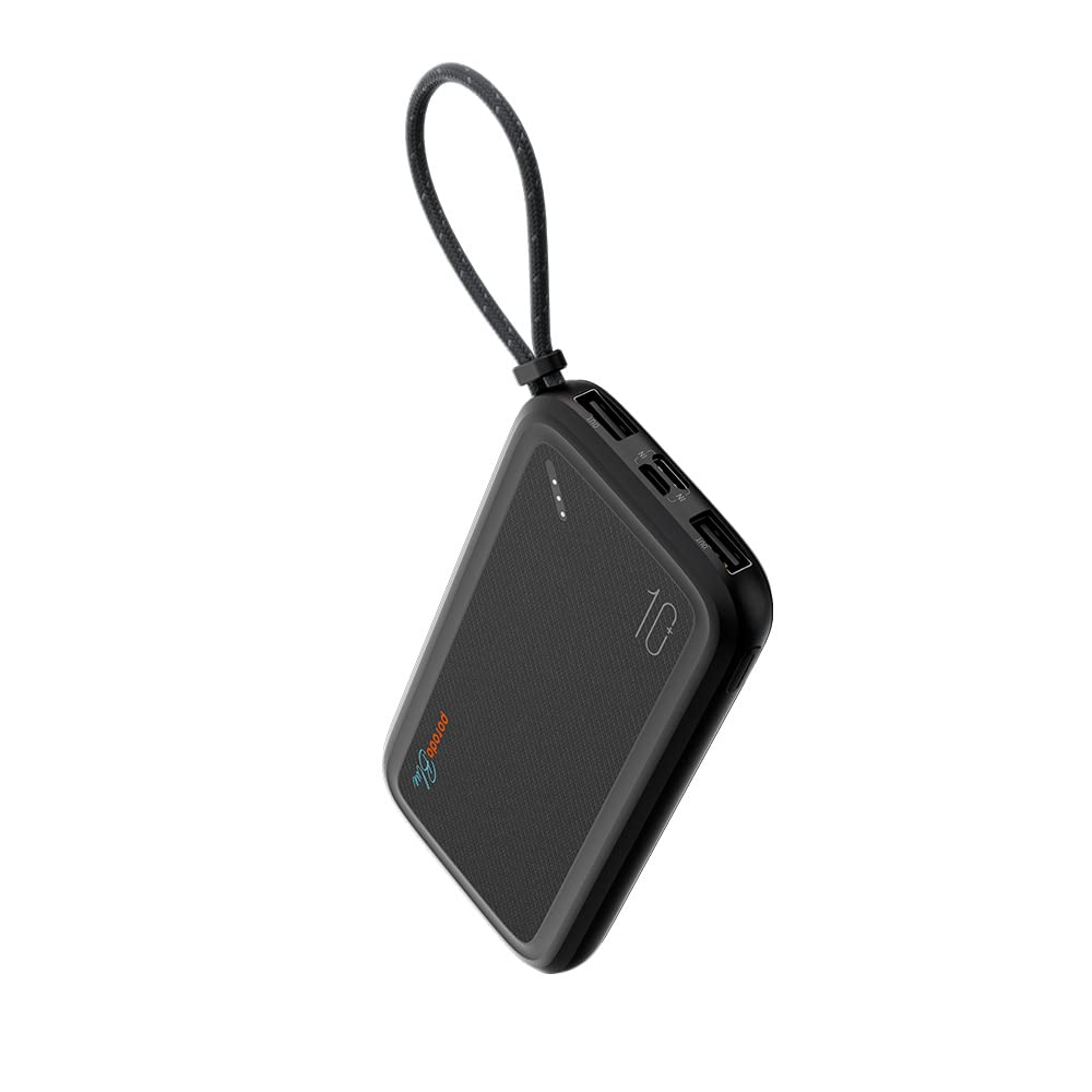 PorodoBlue Power Bank 10000mAh (Dual USB-A Output + Type-C & Micro USB Input) - Black