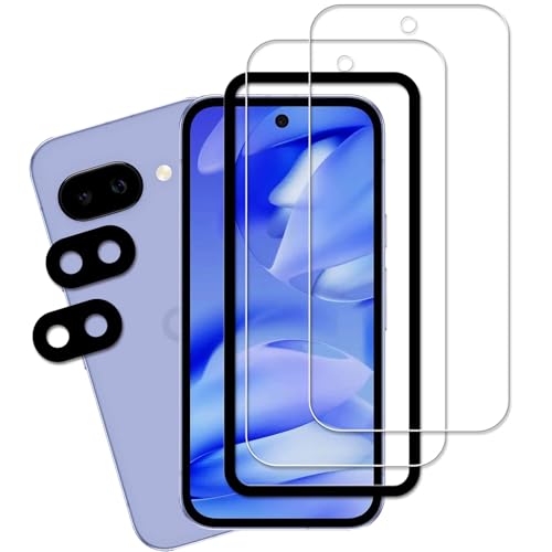 KPNS �K���X�t�B���� Google Pixel 9a �p �ی�t�B���� ���{���Ɏq�f�ލ̗p �S�� ���� �t�B���� �J�����ی� �����Y�J�o�[ �Ή� �K���X�t�B���� (2��) + �J�����t�B����(2��) + �K�C�h�g�t��