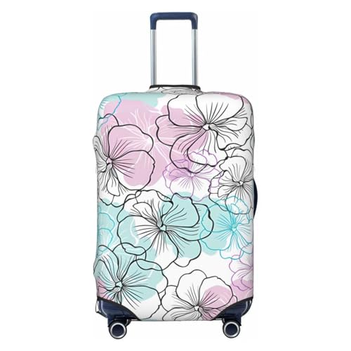 Travel Luggage Cover Spandex Suitcase Protector Bag,Flowers Floral Abstract Double-Sided Printed Fits 18-32 Inch Luggage, Baggage Covers For Kid And Adult,Small