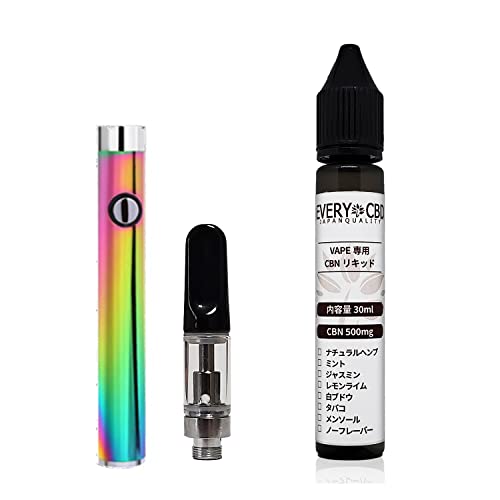 CBN リキッド スターターキット EVERYCBD CBNリキッド 30ml + airis Vertex バッテリー + アトマイザー CBN 500mg 含有 EVERY エブリー CBD レインボー (ミント)