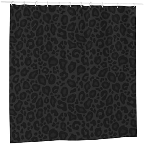 NUGGHU Hotel-Style Shower Curtain for Bathroom Luxury Decoration, Waterproof & Washable, 72x72 Inches with 12 Hooks Included (Black Leopard Pattern)