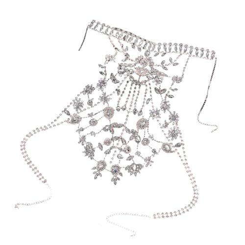 Collar de flores elegante con diamantes de imitación brillantes para un escote lujoso