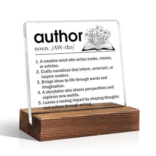 Image of THEBESTU Author Definition Acrylic Sign, New Authors Writer Gifts for Women, Future Author Gifts for Writers, Funny Present for Book Novelist Screenwriter, Aspiring Literary Presents for Authors Poet