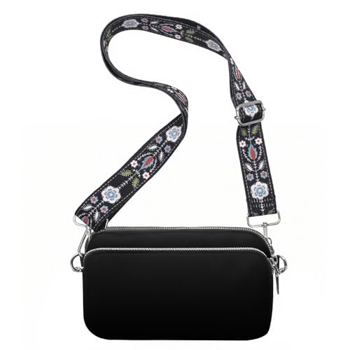 KJMYYXGS Crossbody Nylon Bags for Women Lightweight Cross Body Travel Bag with Adjustable Guitar Strap Multi Pocket Purse