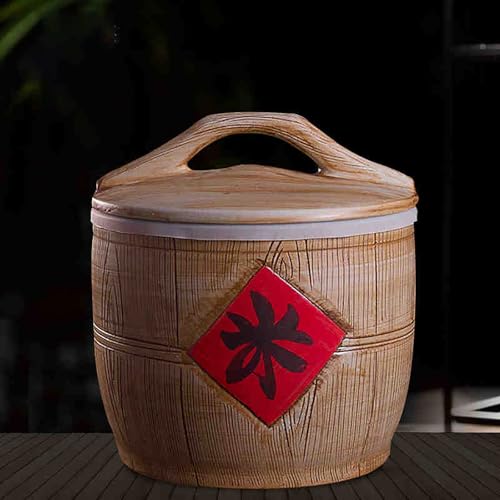 Cilindro de arroz de cerámica con Tapa, hermético, para almacenar Alimentos a Granel, Granos y arroz - Dispensador de arroz, Cubo hermético para almacenar Granos, refrigerios, Dulces, Granos de café,
