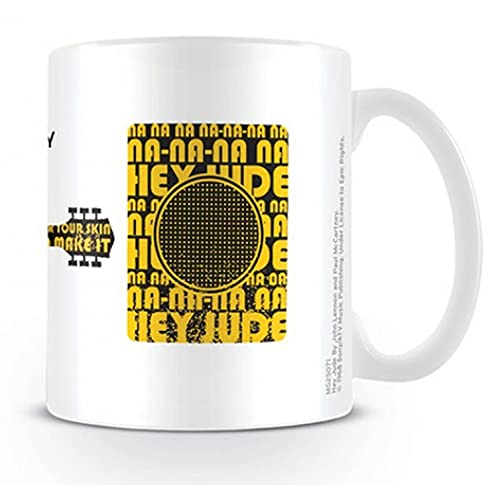 1art1 The Beatles, Lyrics By Lennon & Mccartney, Hey Jude, Guitar Tasse À Café Mug (9×8 cm) + 1x Sticker Surprise - Les Beatles, Paul McCartney, John Lennon, RIngo Starr, George Harrison 1art1 The Beatles, Lyrics By Lennon & Mccartney, Hey Jude, Guitar Tasse À Café Mug (9x8 cm) + 1x Sticker Surprise