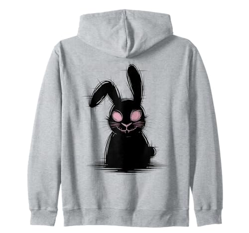 Lapin Gothique Effrayant et Mignon - Noir - Grunge - Alt Horror Gothic Rabbit Sweat à Capuche