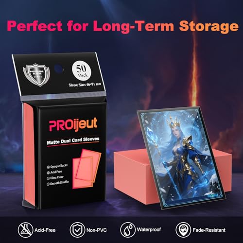 Image of 200 Pack Card Sleeves, Matte Dual Trading Card Sleeves with Opaque Back & Smooth Shuffle, Tear Resistant Card Protectors for MTG, TCG and Game Cards (Peach Pink)
