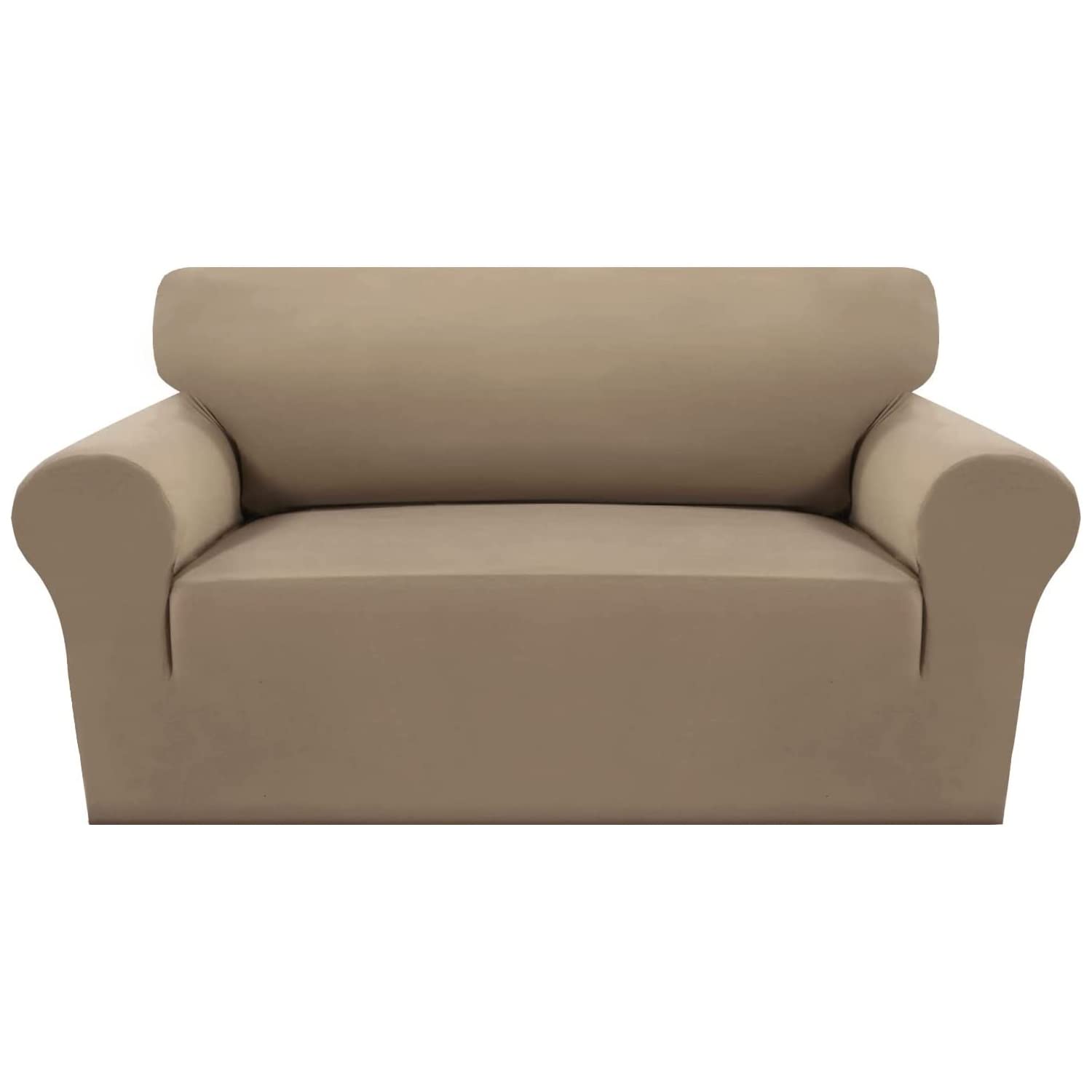 Turquoize Couch Cover Stretch Loveseat Cover 1 Piece Sofa Slipcover for Living Room Washable Furniture Protector for Kids/Pets Non Slip Sofa Couch Cover with Elastic Bottom (Loveseat, Sand)