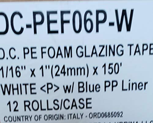 Image of Double Coated Window Glazing Tape, DC-PEF06P Width 1 /16 inch x Thick 1 inch x 150' White