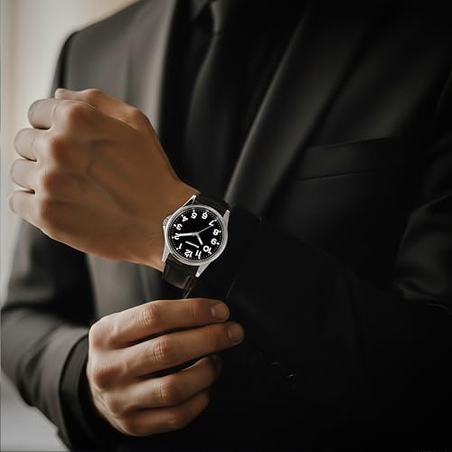 Hourstar Watches for Men, 42 mm Men’s Analog Quartz Casual Watch with Easy Reader Large Face, Faux Leather Strap Wrist Watches - 2