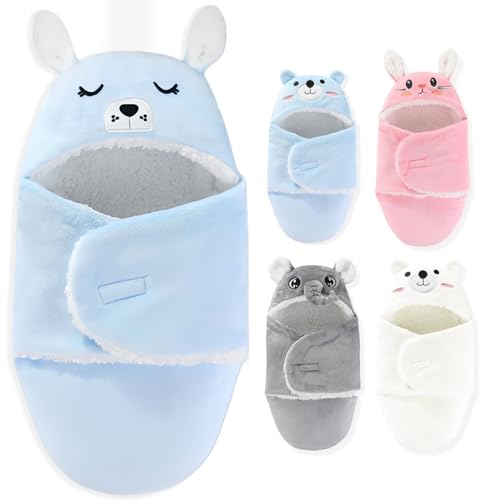 Image of Swaddles for Newborns,Personalized Baby Sleep Sack,Infant Cute Plush Receiving Blanket 0-6 Months for Girl Boy (Blue Dog)
