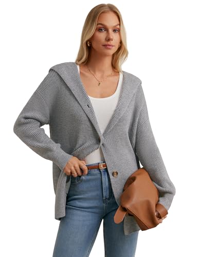 GRACE KARIN Womens Oversized Hooded Cardigan Sweaters 2025 Trendy Fall Outfits Button Up Knit Sweater Coats with Pockets2