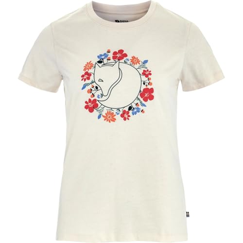 Fjällräven Damen Fjällblomster Fox T-Shirt, Chalk White, XL