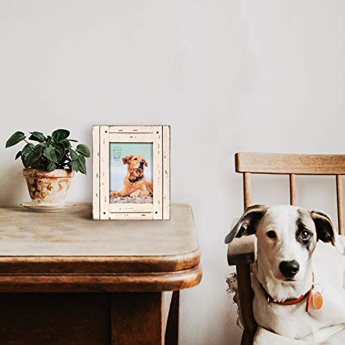 Prinz Homestead 5X7 Distressed Wood Picture Frame, Tabletop Or Wall Mount, Antique White #TOP4