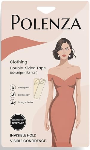 100 Strips Transparent Double Sided Tape for Clothes – Fashion Tape for Women | Body Tape - Clothing Tape to Keep Clothes in Place | Waterproof Clear Dress Tape