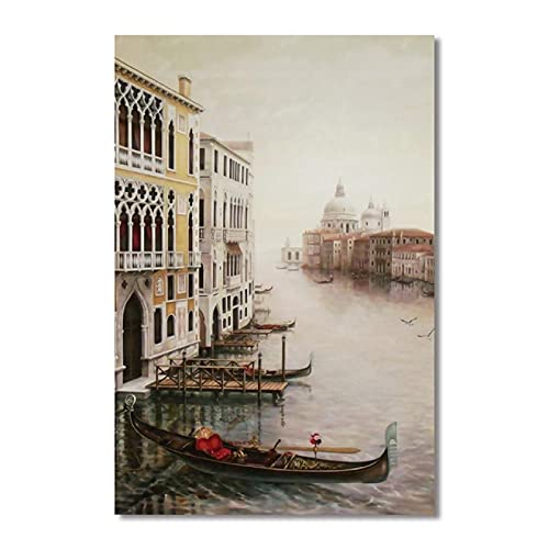 Peintures modulaires ville et eau sur toile premium de 50x70 cm