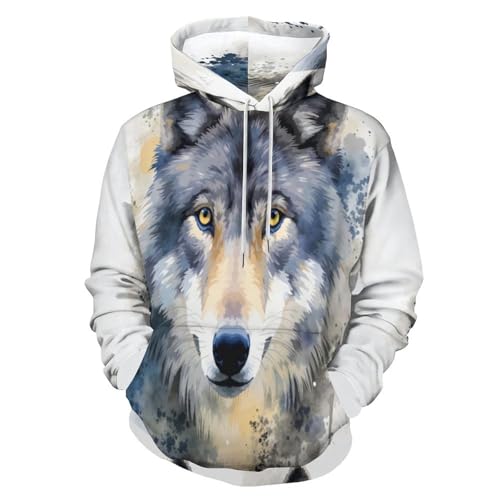 Sweat à capuche loup 3D idéal pour vos sorties urbaines de mi-saison style hip hop décontracté